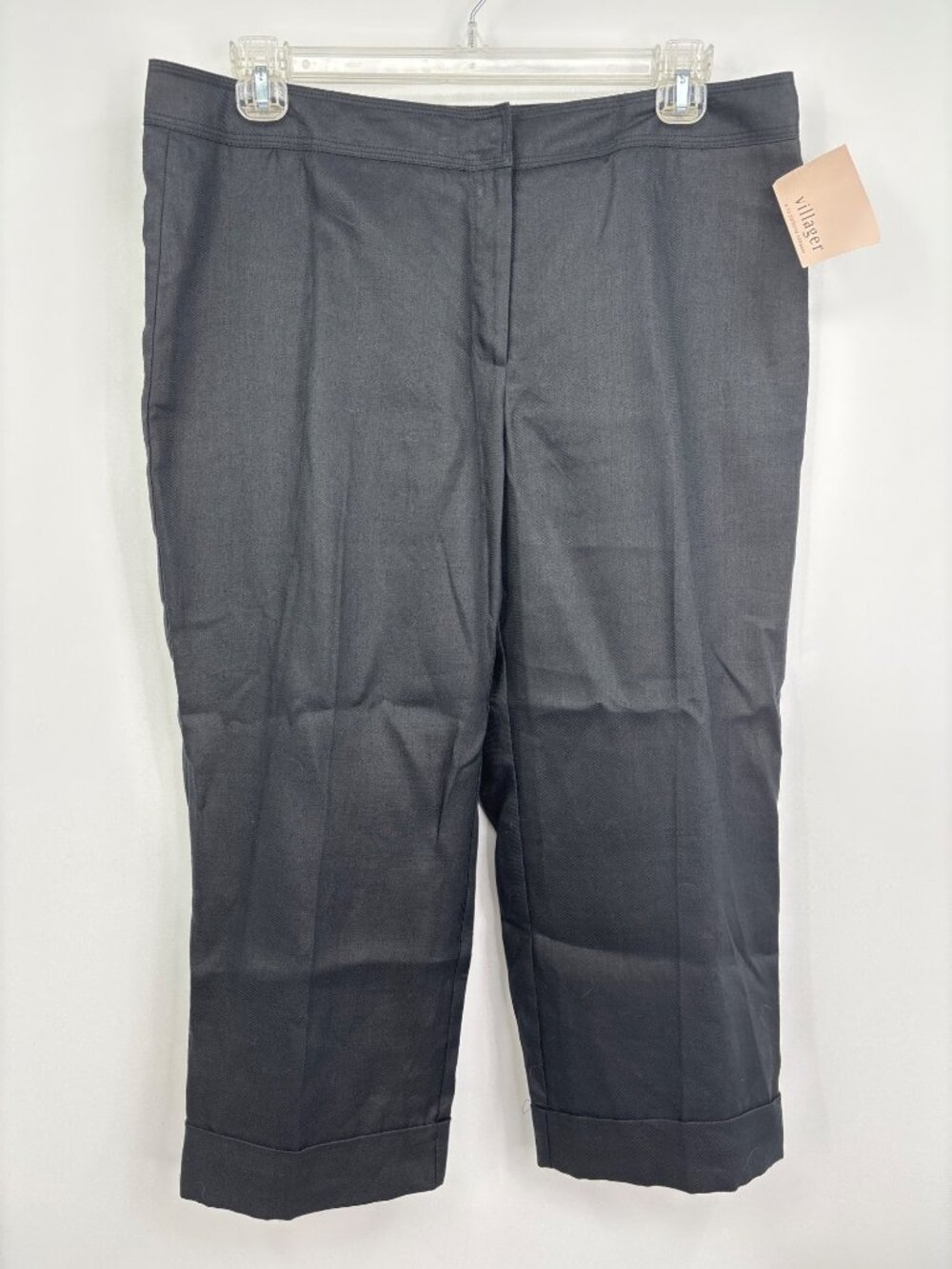 Villager By Liz Claiborne Crop Trouser Pant Black Size 16 NEW